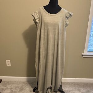 Lane Bryant sage green Maxi Dress with Lace Sleeves